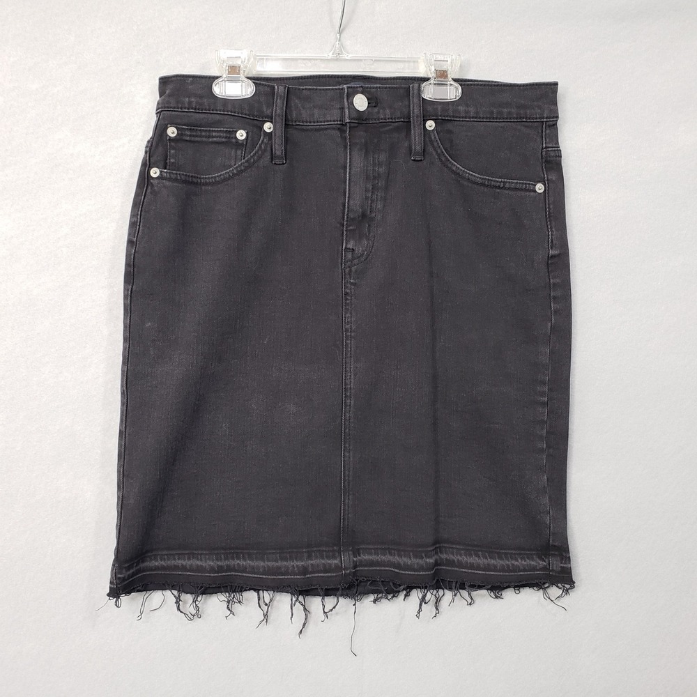 J.Crew‎ Denim Mini Skirt Black Raw Hem Frayed Size 30 J8335 FA18 Cotton Stretch